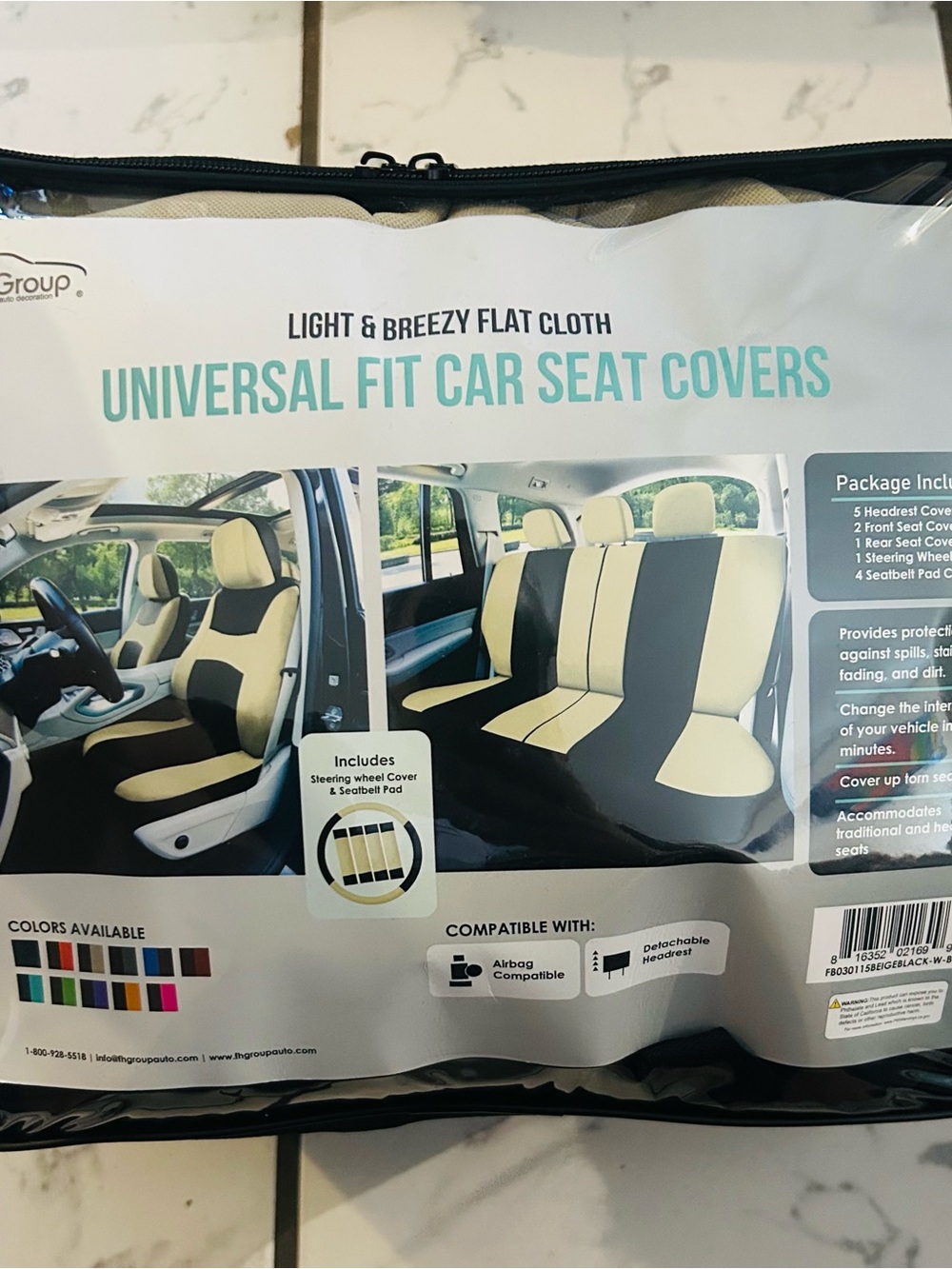Universal Fit Car Seat Covers - Black & Cream by